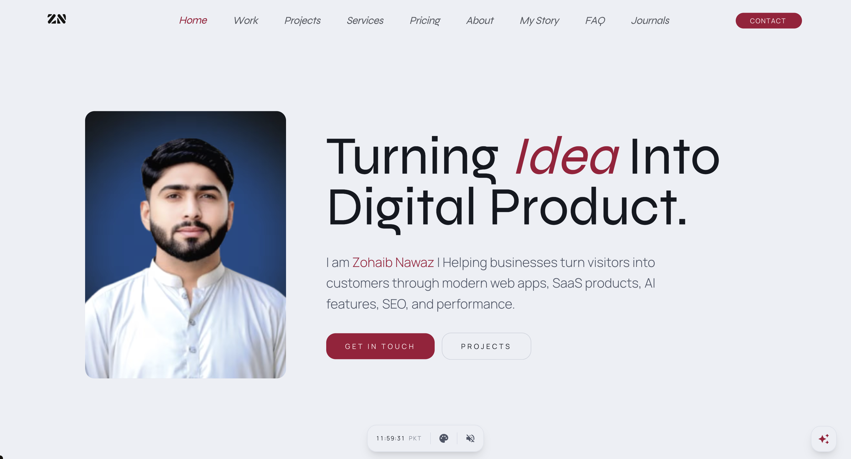Zohaib Nawaz Dev personal portfolio homepage